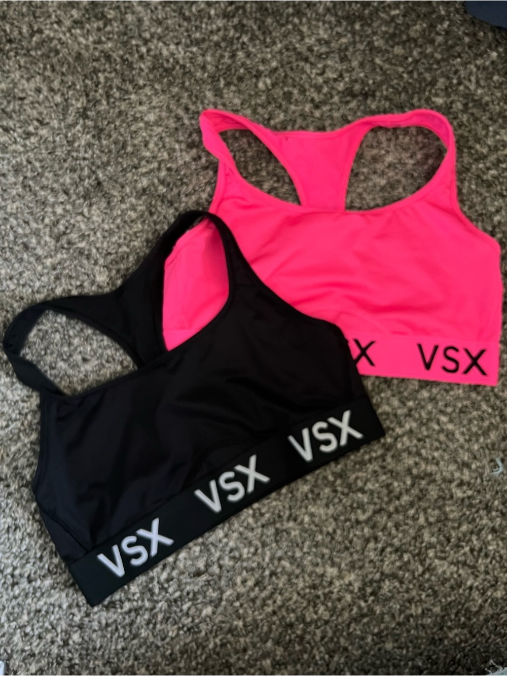 VSX Racerback Sports Bra Duo in Black and Hot Pink